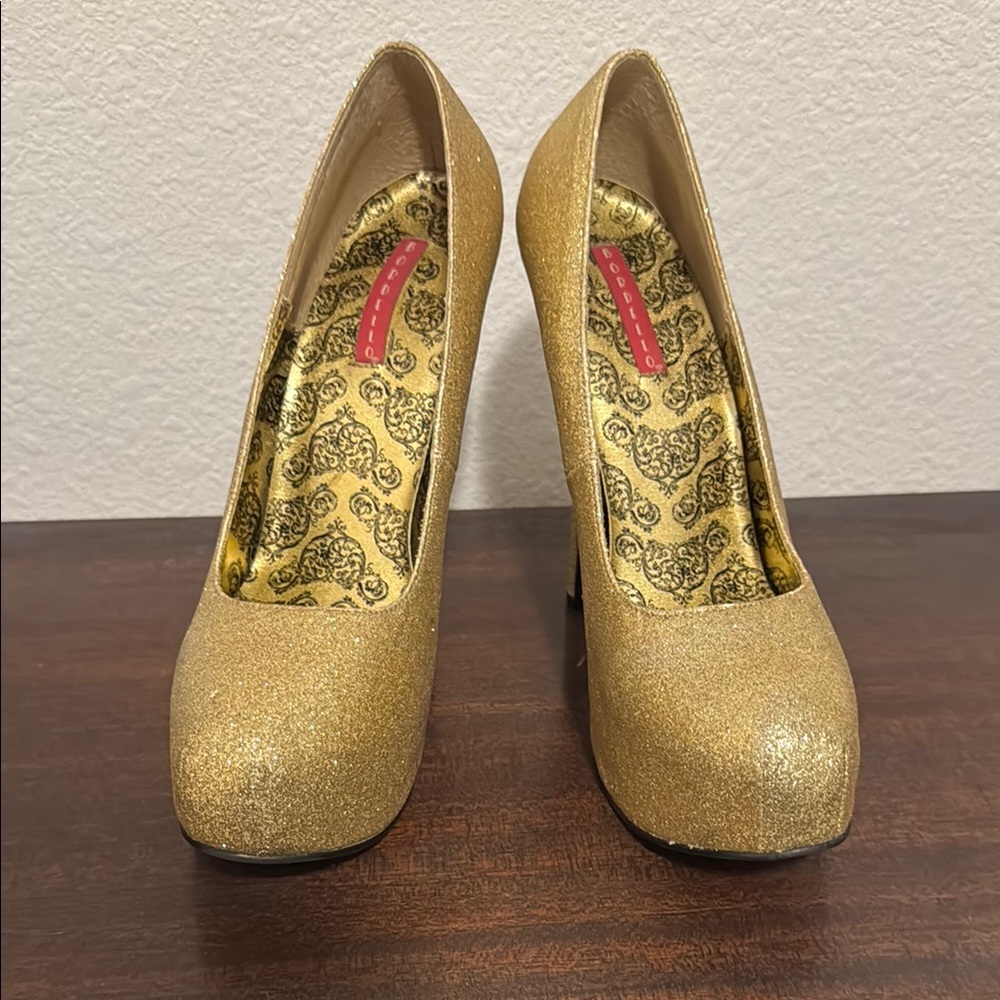 Gold Glitter Pumps